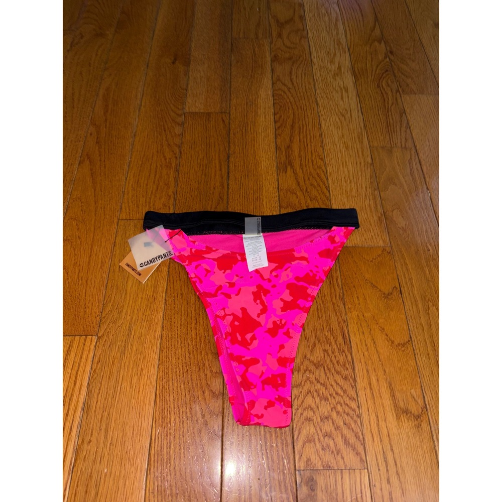 Candypants Womens Neon Pink Camo High Leg Bikini Bottom CP567PT UK 10 US 6 new